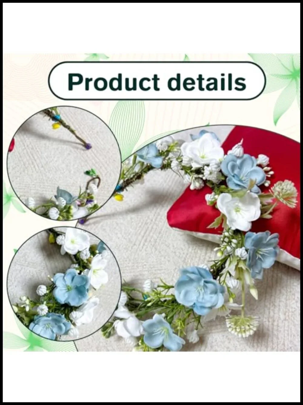 Handmade Flower Crown Headband, Boho Bridal Hair Accessory, Adjustable